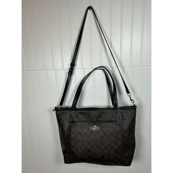 COACH Outlet Zipper Tote Bag Signature now without tag brown black laptop, - Picture 1 of 11
